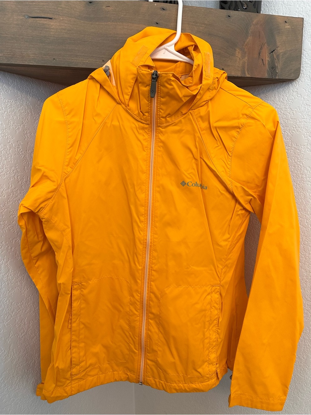 Columbia Bright Yellow Hooded Shell Jacket